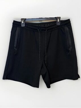 American Eagle Sweat Shorts Mens Large Black Elastic Waist  Zip Pockets Fleece